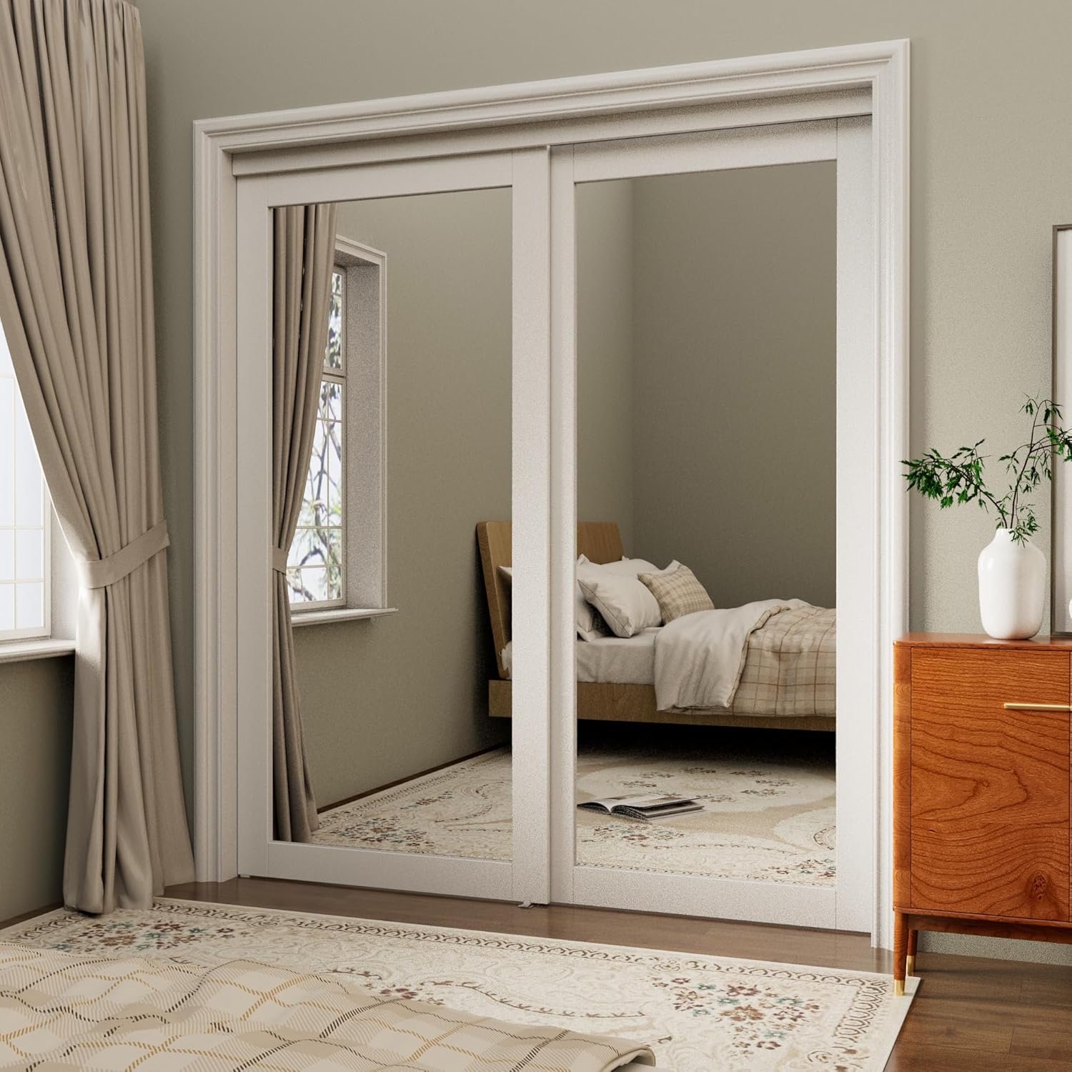 Mirrored Closet Sliding Doors with Hardware Kit, 72" x 80"
