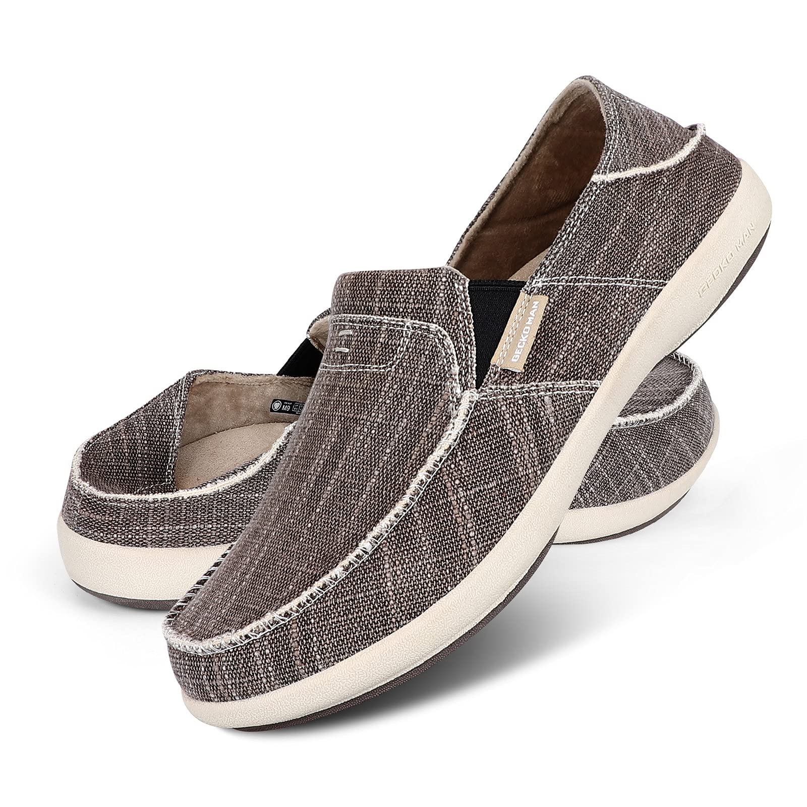 Slip On Shoes for Men, Plantar Fasciitis Canvas Loafer Shoes with Arch Support, Orthopedic Casual Non Slip Mule Shoes with Rubber Sole