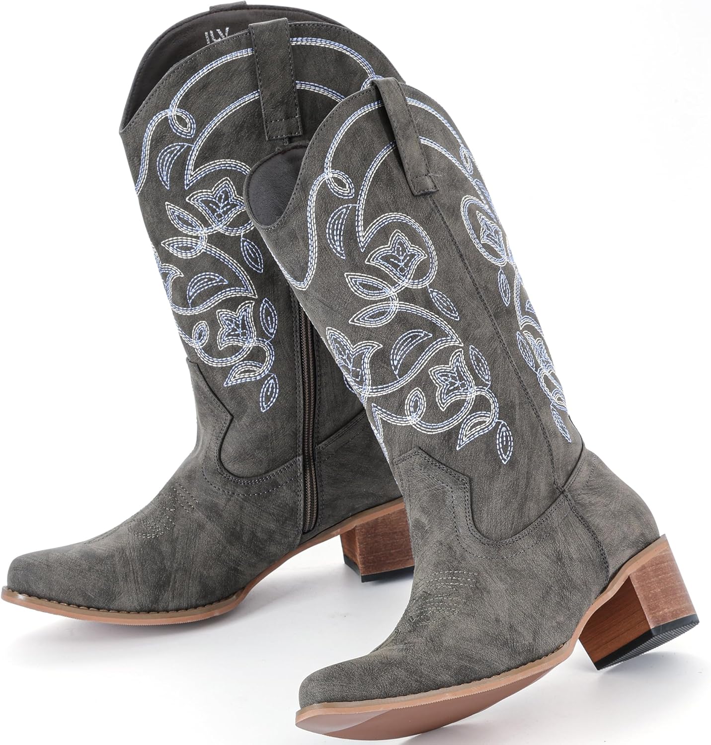 IXU Cowboy Boots For Women Wide Calf Pointy Toe Cowgirl Mid Calf... - Picture 24 of 55