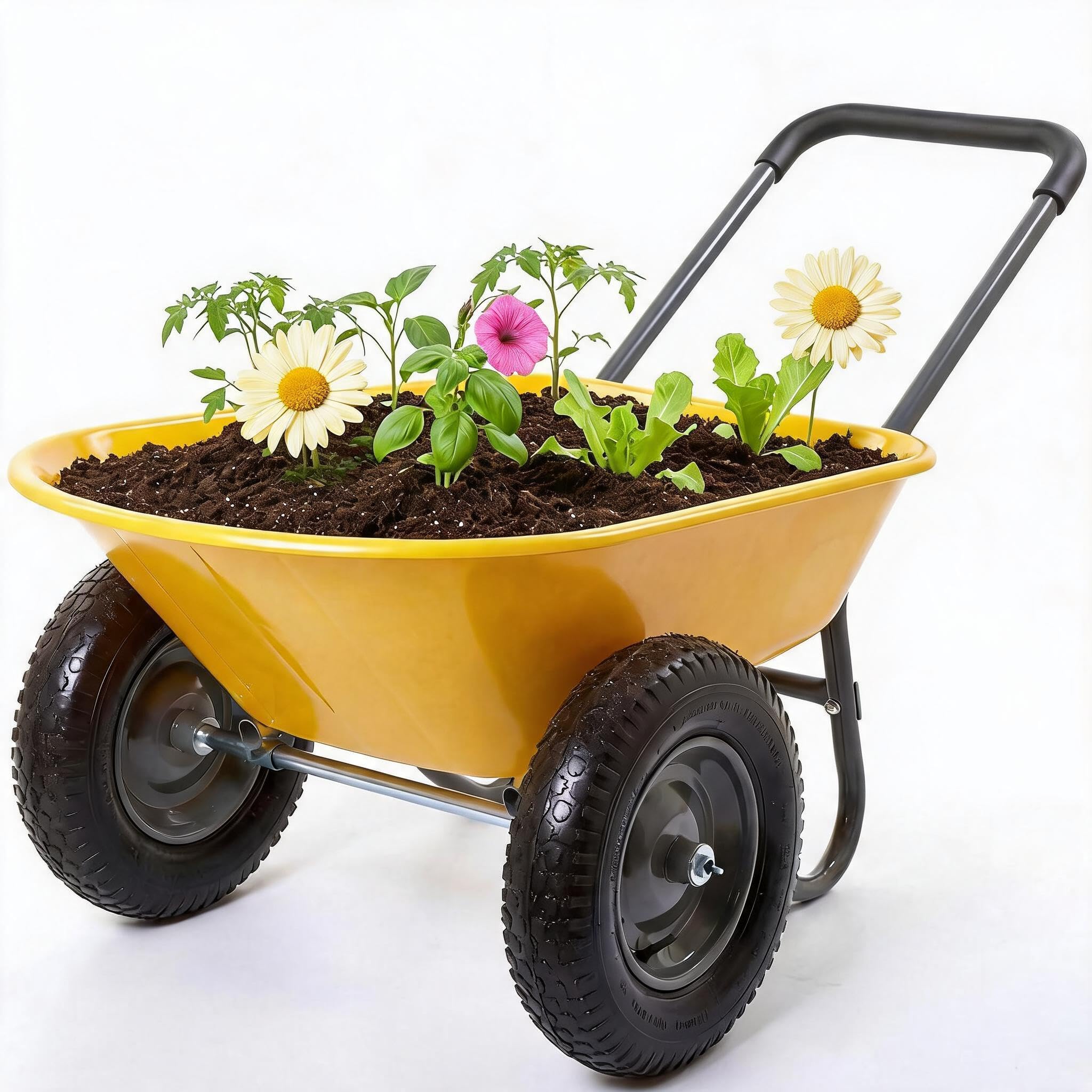 600Lb Wheelbarrow Dump Garden Cart with 2 14" All Terrain Wheels