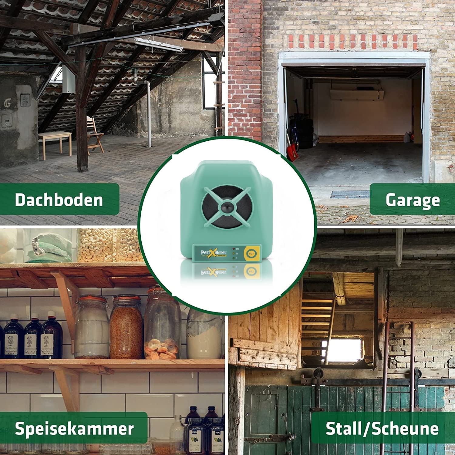 Pest X Repel Ultraschall Tiervertreiber.Tierabwehr stark 360 m2. Marderschreck Dachboden. Marderabwehr gerät, Mäuse & ratten vertreiben ohne Mäusefalle, Katzen schrecker. Hundeschreck ultraschall