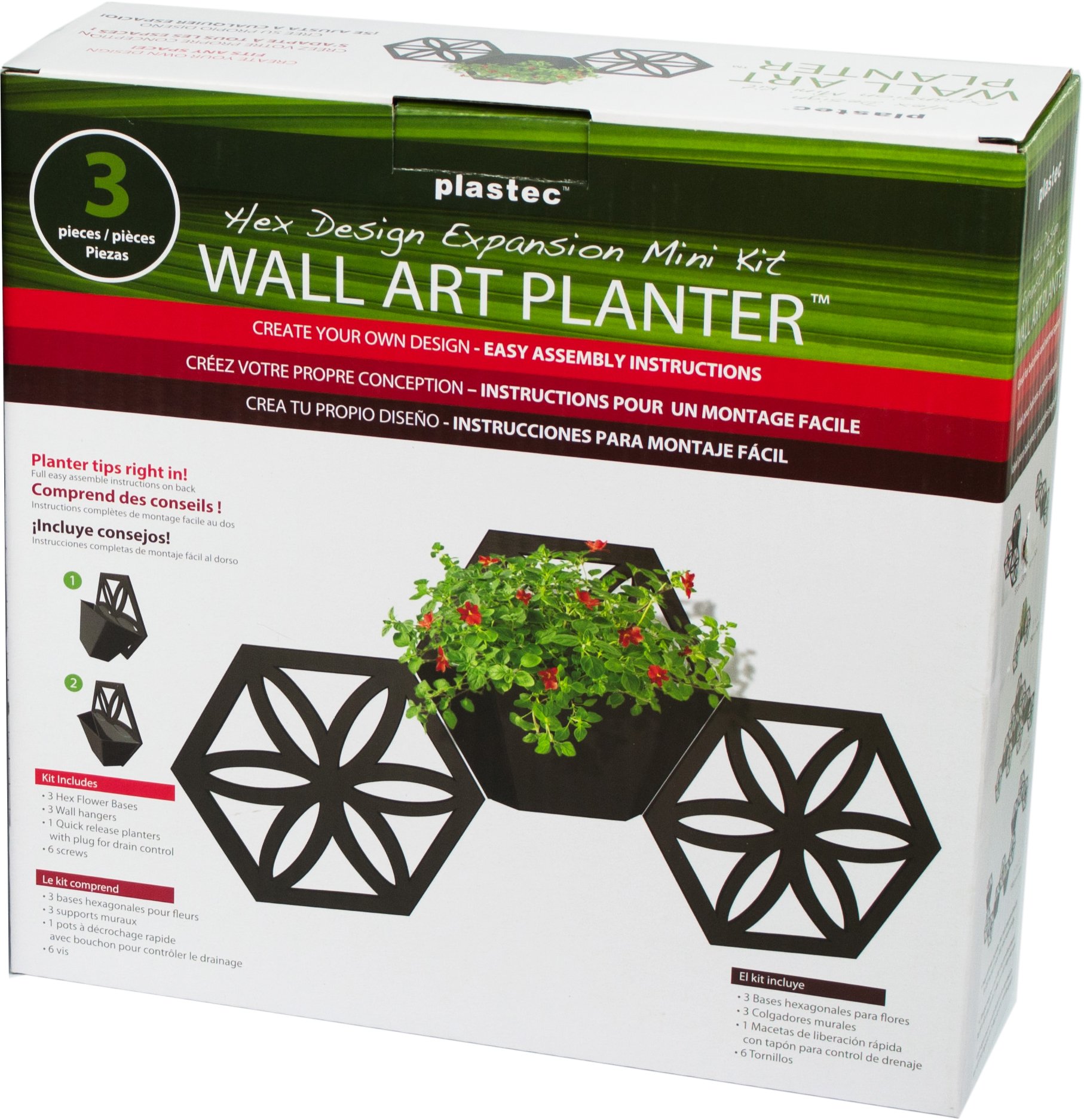 Plastec WPPHXP3 Hex Wall Planter Expansion Kit