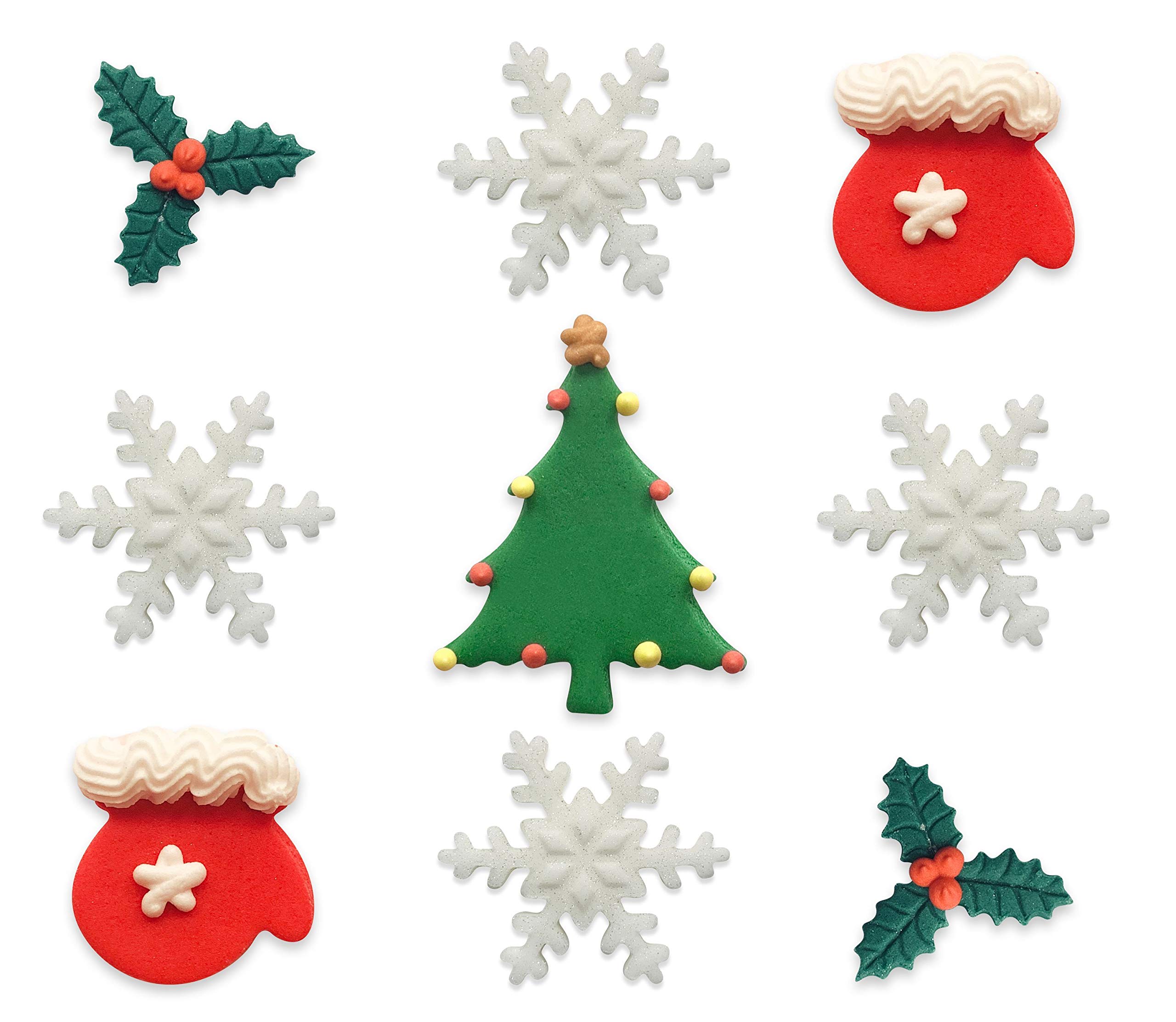 Anniversary House Merry Little Christmas Edible Cake Decorations Assortment, Handcrafted Cake Toppers, Edible Fondant Icing Sugar Cupcake Toppers, SFX294