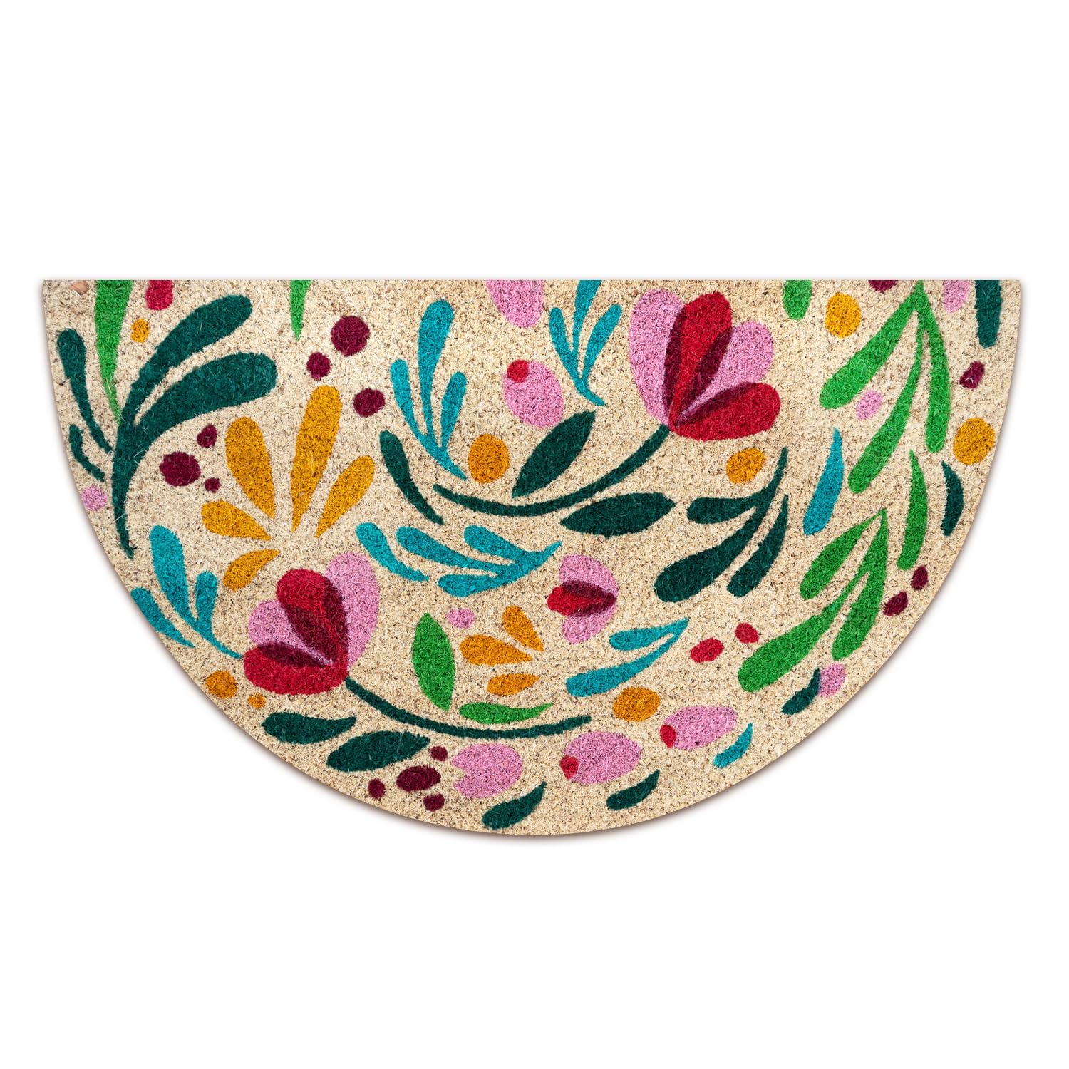Zerbino ingresso esterno cocco - Flora - 40x70 cm - tappeto ingresso esterno casa - zerbino cocco mezzaluna - zerbini moderni e originali