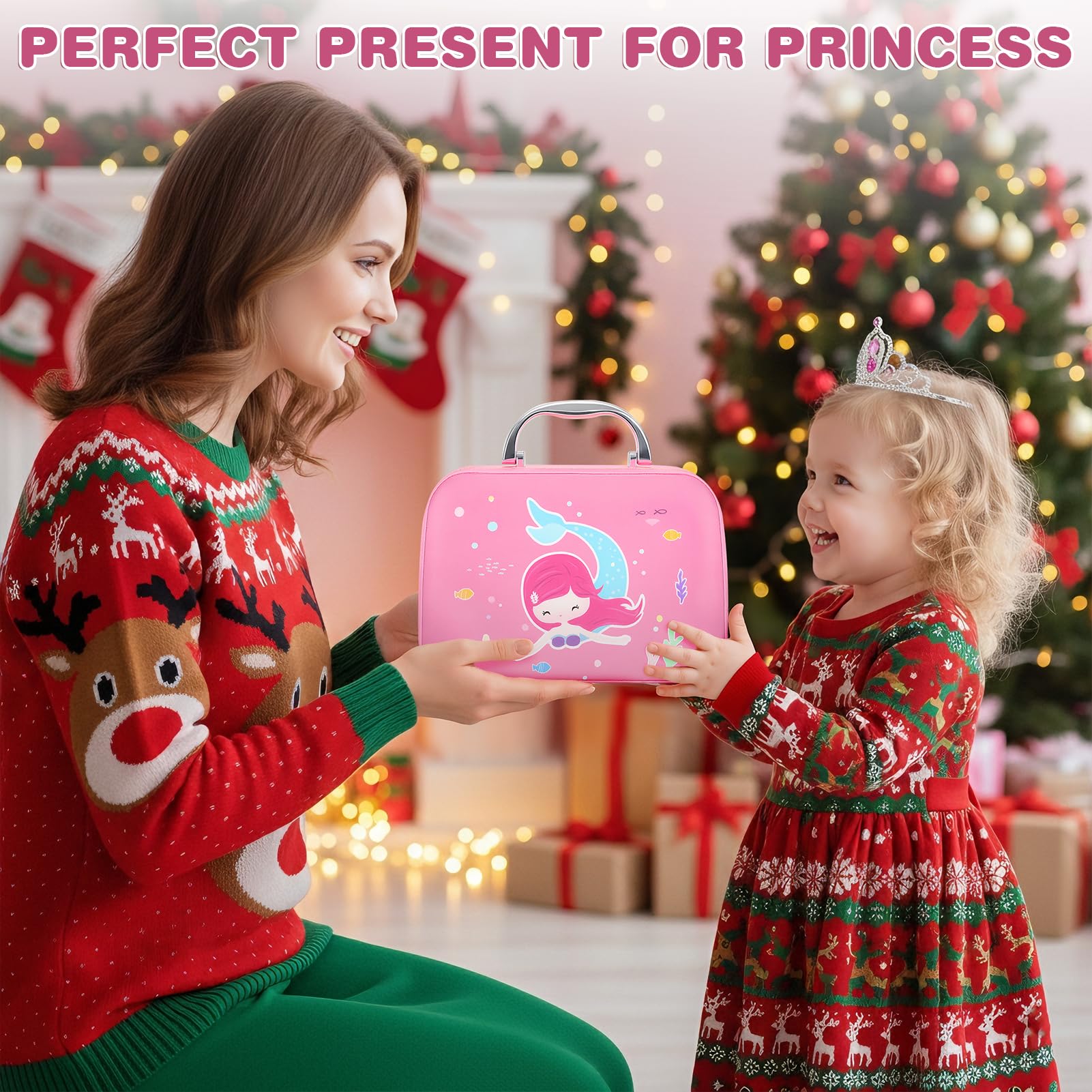 Maquillaje Juguetes Niña 4 5 6 años, Kit Maquillaje Niña Regalo de Princesa para Niñas Lavable de Maquillaje con Maletin, Maquilla Juguetes Regalo de Cumpleaños y Navidad para Niñas (Rose)