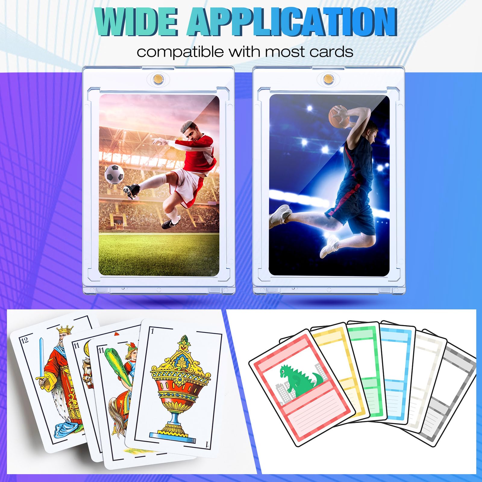 SATINIOR Lot de 40 porte-cartes magnétiques ultra fins en acrylique 55 pt - 6,3 x 9,9 cm - Protection UV - Pour cartes de sport, baseball, échange, stockage et affichage