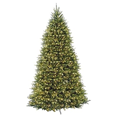 National Tree Company Pre-Lit Artificial Slim Christmas Tree, Green, Dunhill Fir, White Lights, Includes Stand, 7.5 Feet