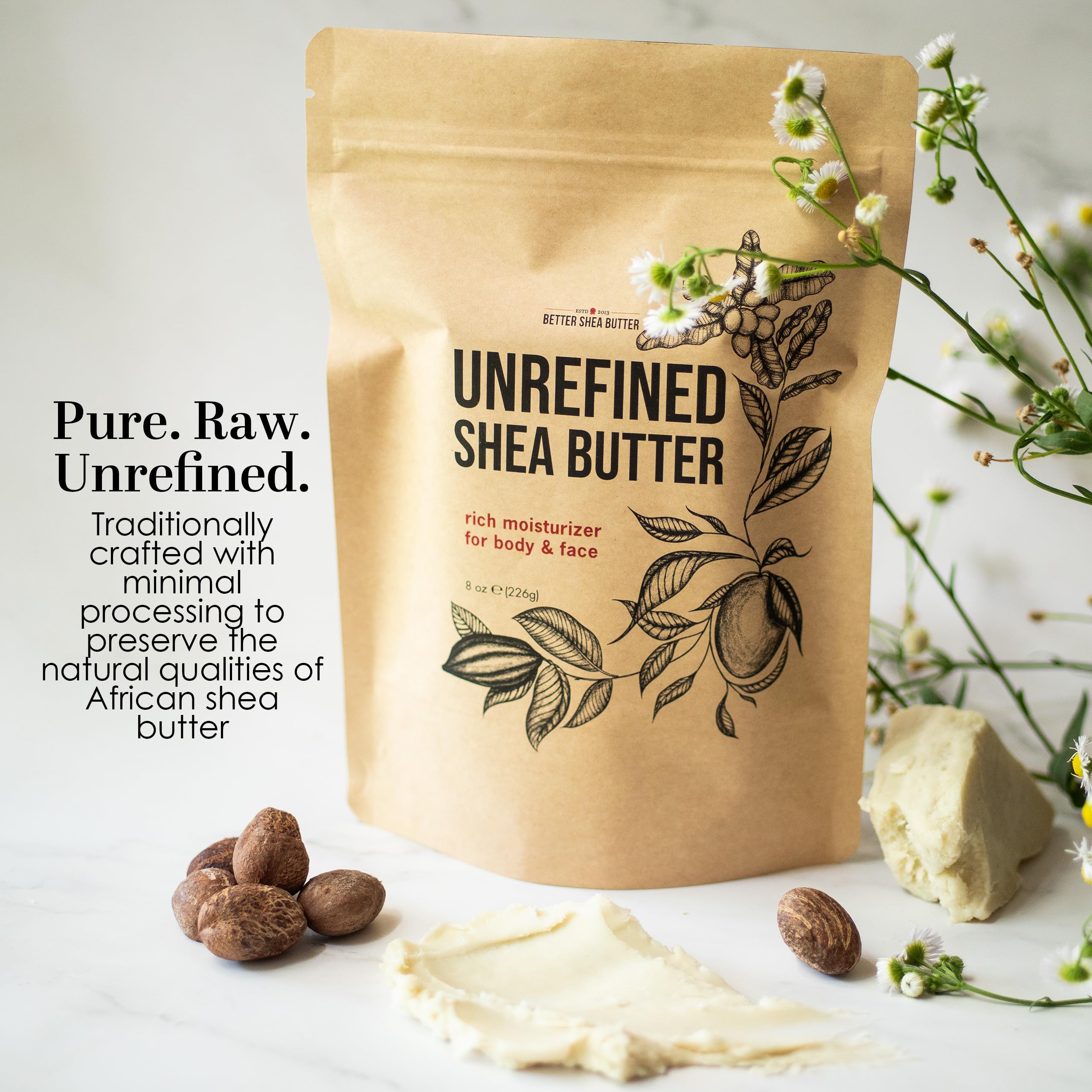 Unrefined Shea Butter by Better Shea Butter - African, Raw, Pure - Use Alone or in DIY Body Butters, Lotions, Soap, Eczema & Stretch Marks Products, Lotion Bars, Lip Balms and More! - 1 lb (16 oz) by Better Shea Butter