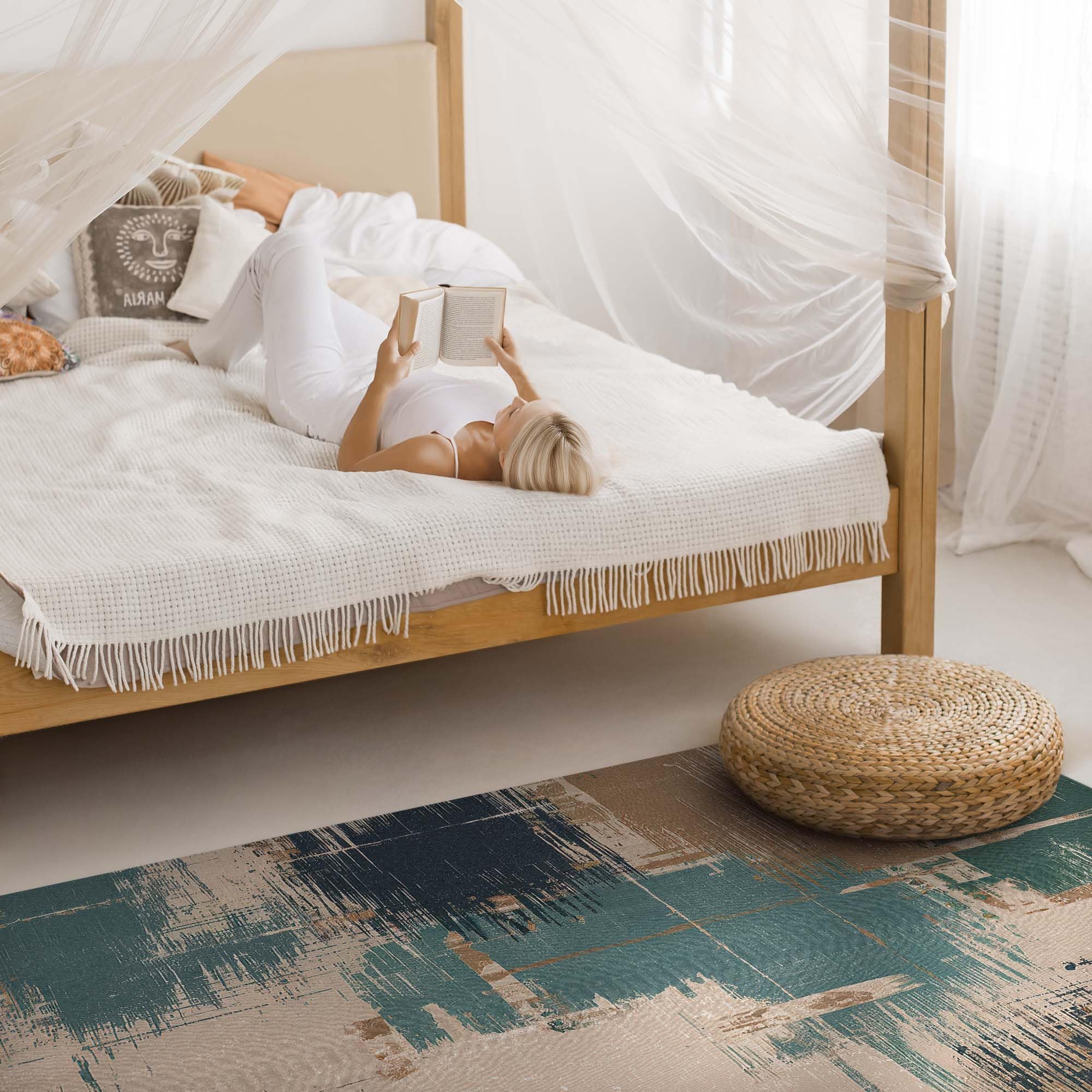 Alfombras de Vinilo 60x90 cm Fácil Limpieza Rectangular para Cocina Salón y Dormitorio PCV Impermeable de Material Sintético de Calidad Decoración de Interiores - Rayones Pastel