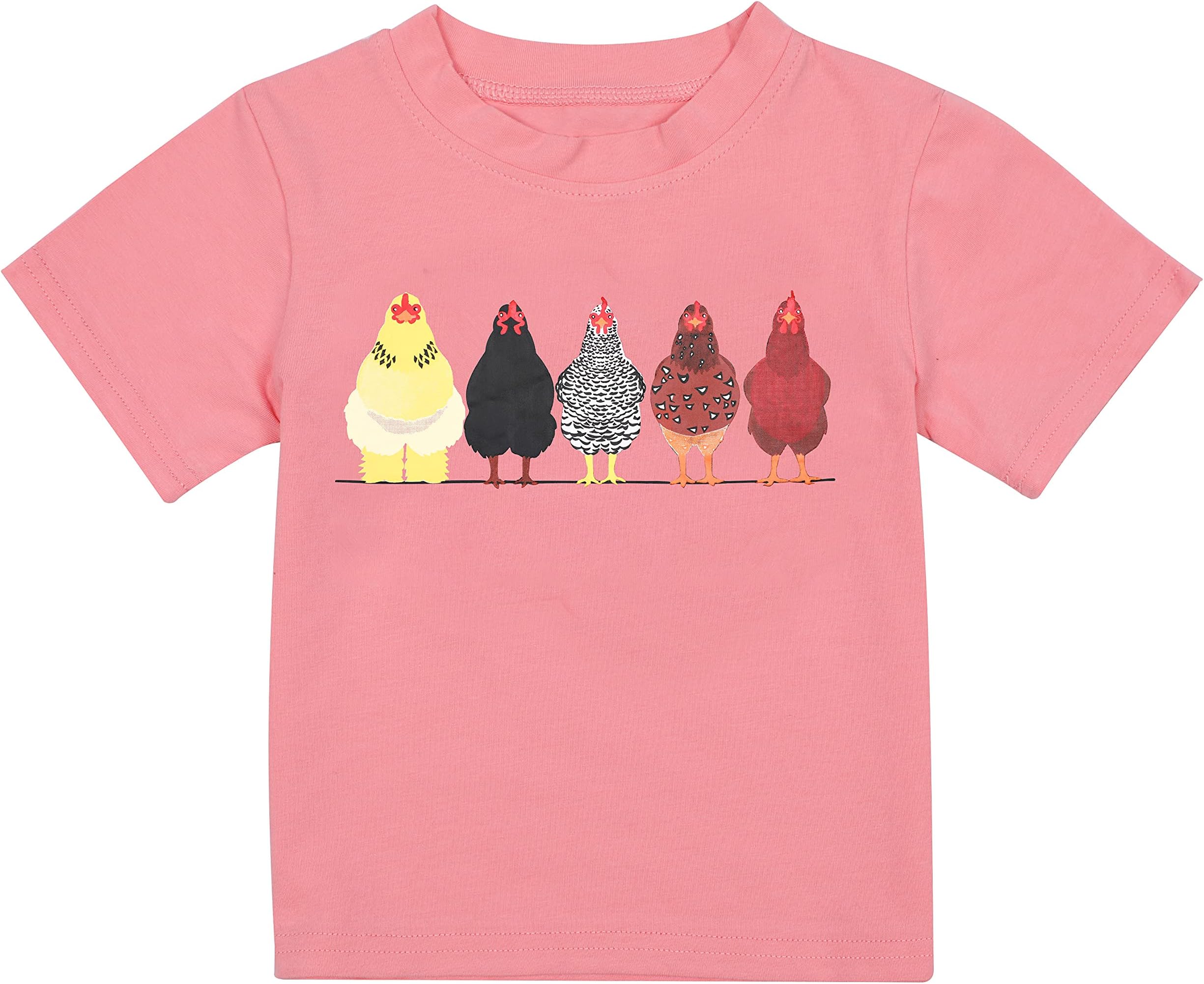 VILOVEChicken Farmer Toddler T-Shirt Cute Chicken Farm Cotton Boy Girl Clothes