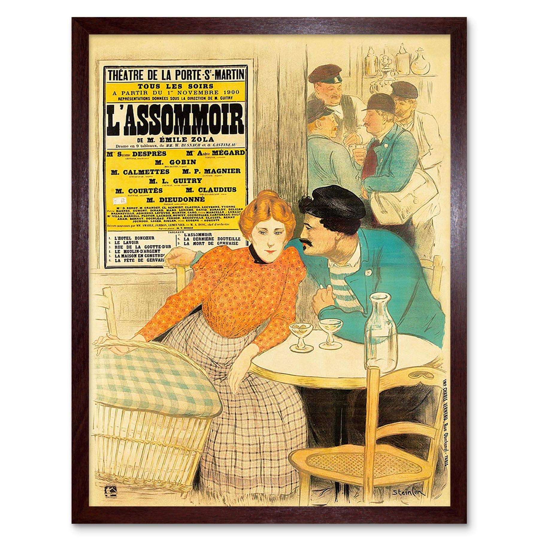 Wee Blue Coo Advert Theatre Stage Play L'Assommoir Zola France Cafe Art Print Framed Poster Wall Decor 12X16 Inch