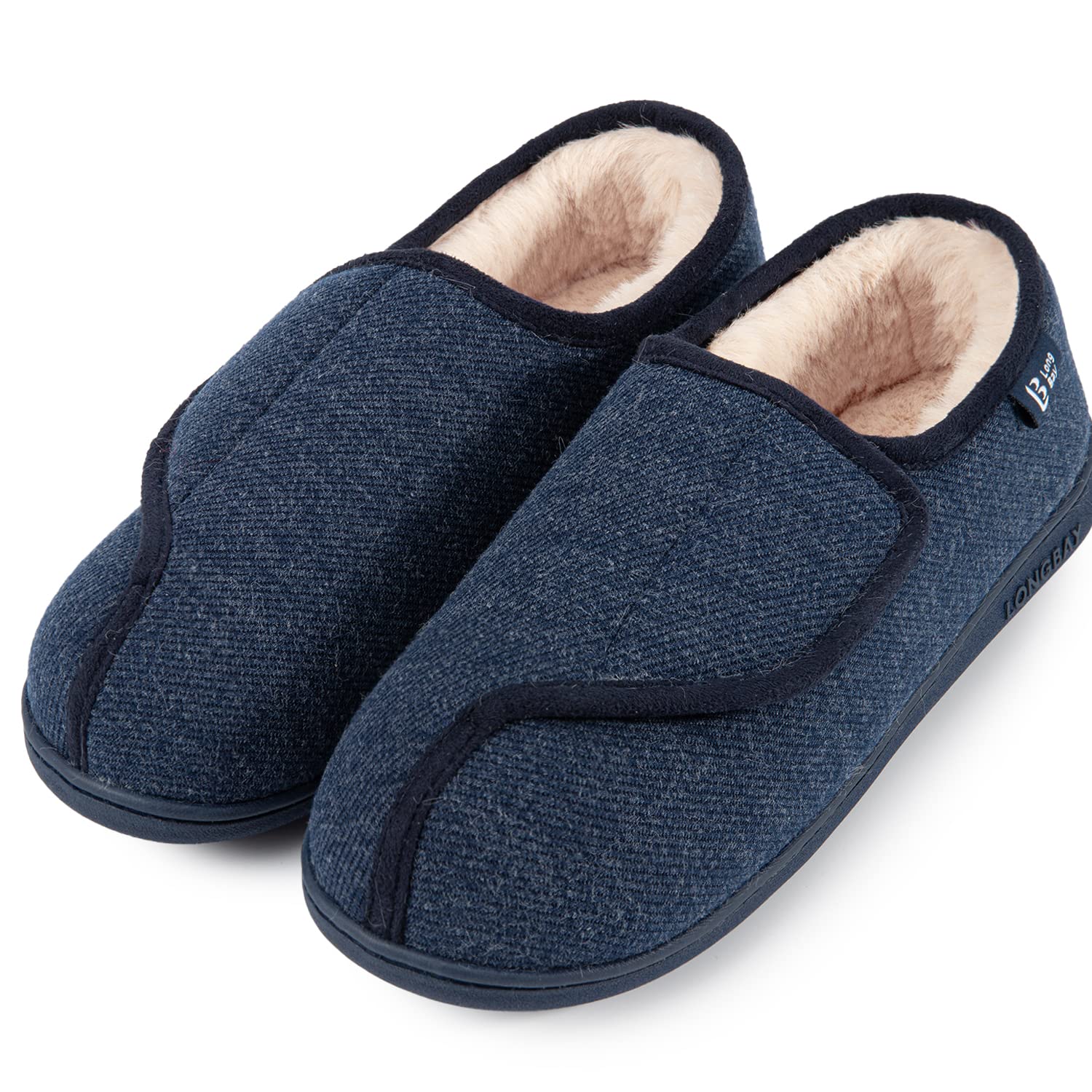 LongBay Womens Adjustable Slippers Memory Foam Cozy Wide Diabetic House Shoes Edema Orthopedic Neuropathy Indoor Outdoor