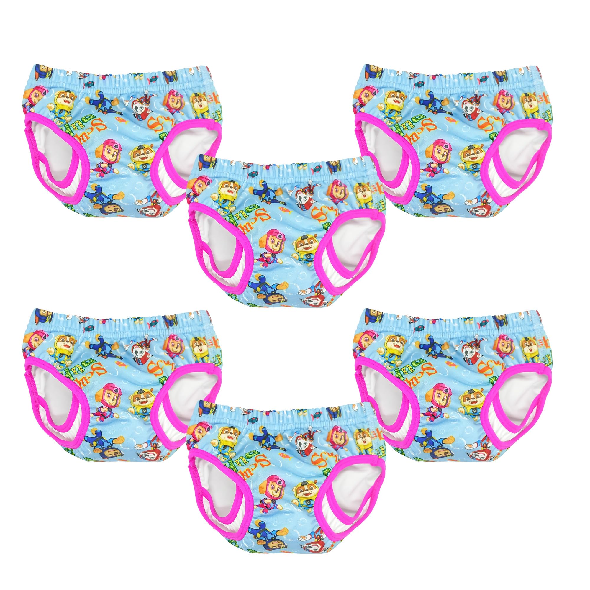 Paw Patrol Swim Pants, Reuseable Swim Nappies, 1-2 Years Multi Pack Babies & Toddler Range, Lightweight Washable Leak Guard, Pull Up Stretch Waist, 85% Polyester, 15% Spandex (Pink, M, 6, Count)