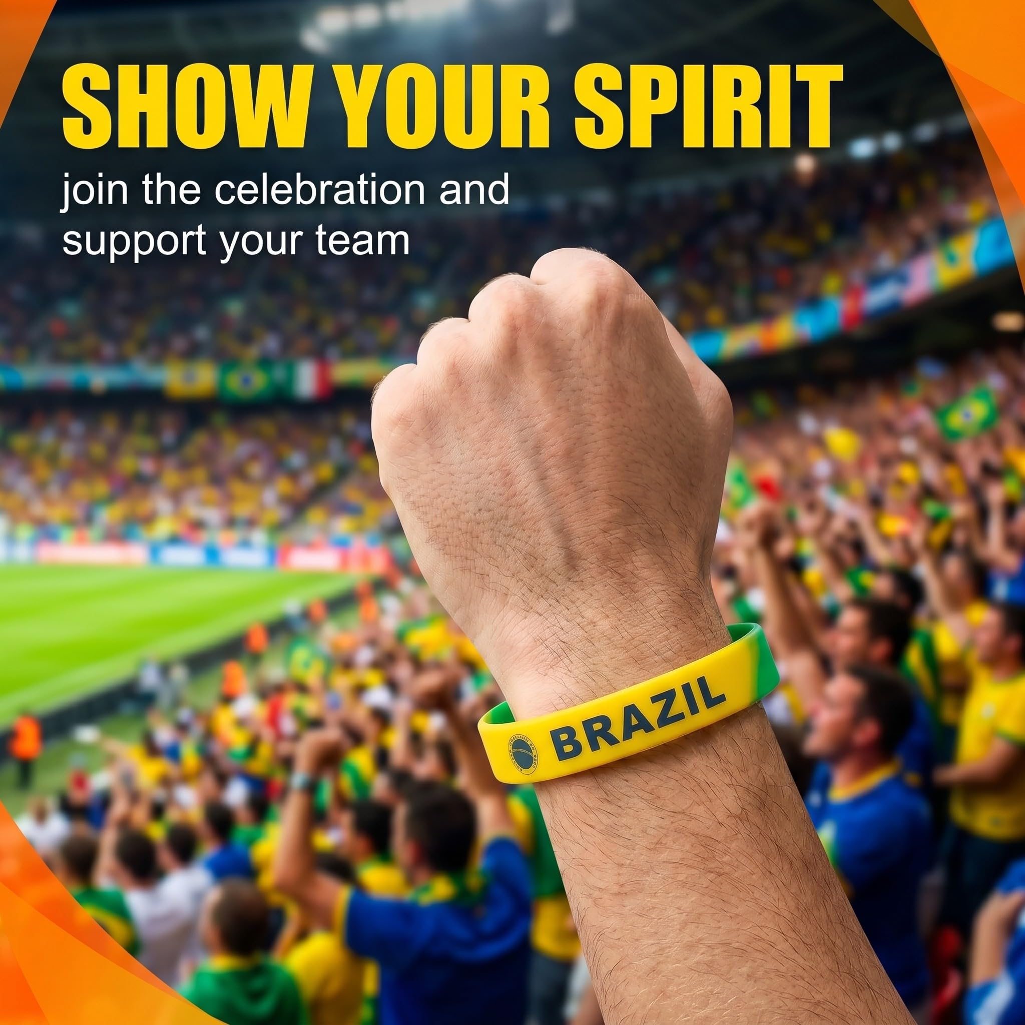 Lot de 6 Bracelets Silicone Drapeau Brésil | Accessoires Supporters Football | Fan Sportifestif | Unisexe Enfants Adultes | Anti-Transpiration Résistant