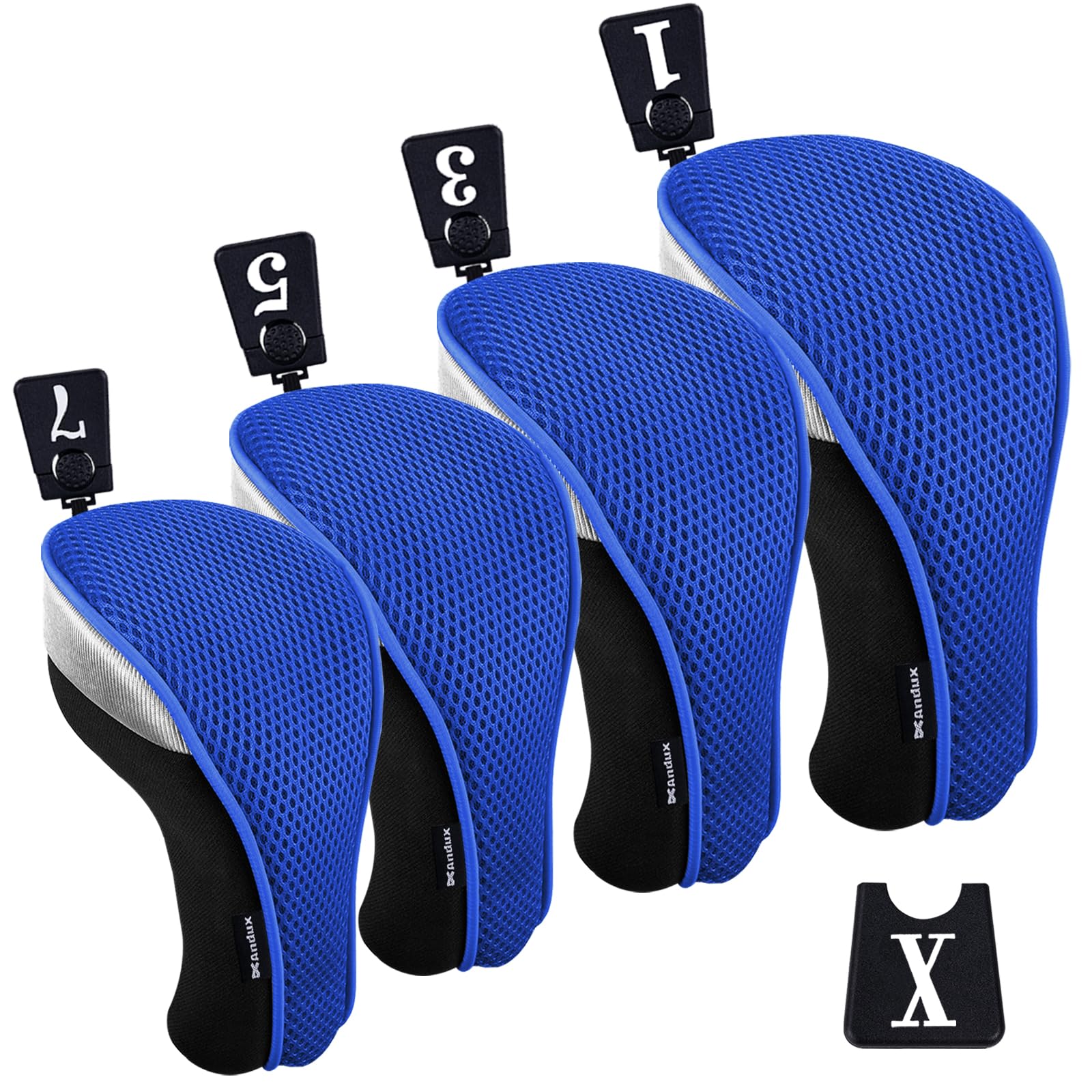 Andux Lot de 4 couvre-clubs de golf en bois de parcours 460 cc