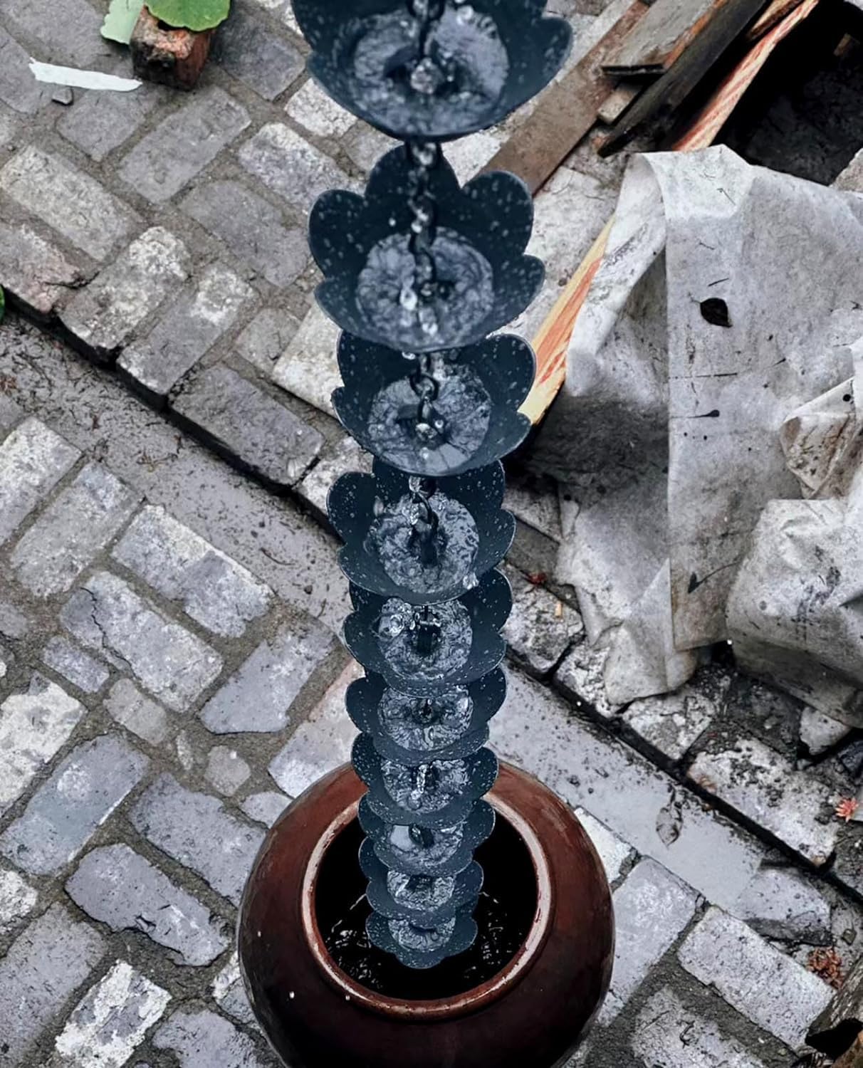 Rain Chain Rain Catcher Chain Replacement Gutter Downspout, Rainwater Catcher for Temple Homestay Decorative(260cm (8.5ft))