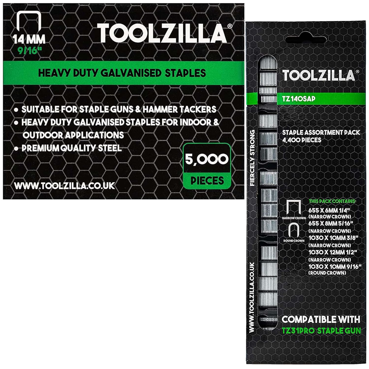 TOOLZILLA Staples for Staple Gun 9/16 inch (14mm) Narrow Crown Staples Bundle