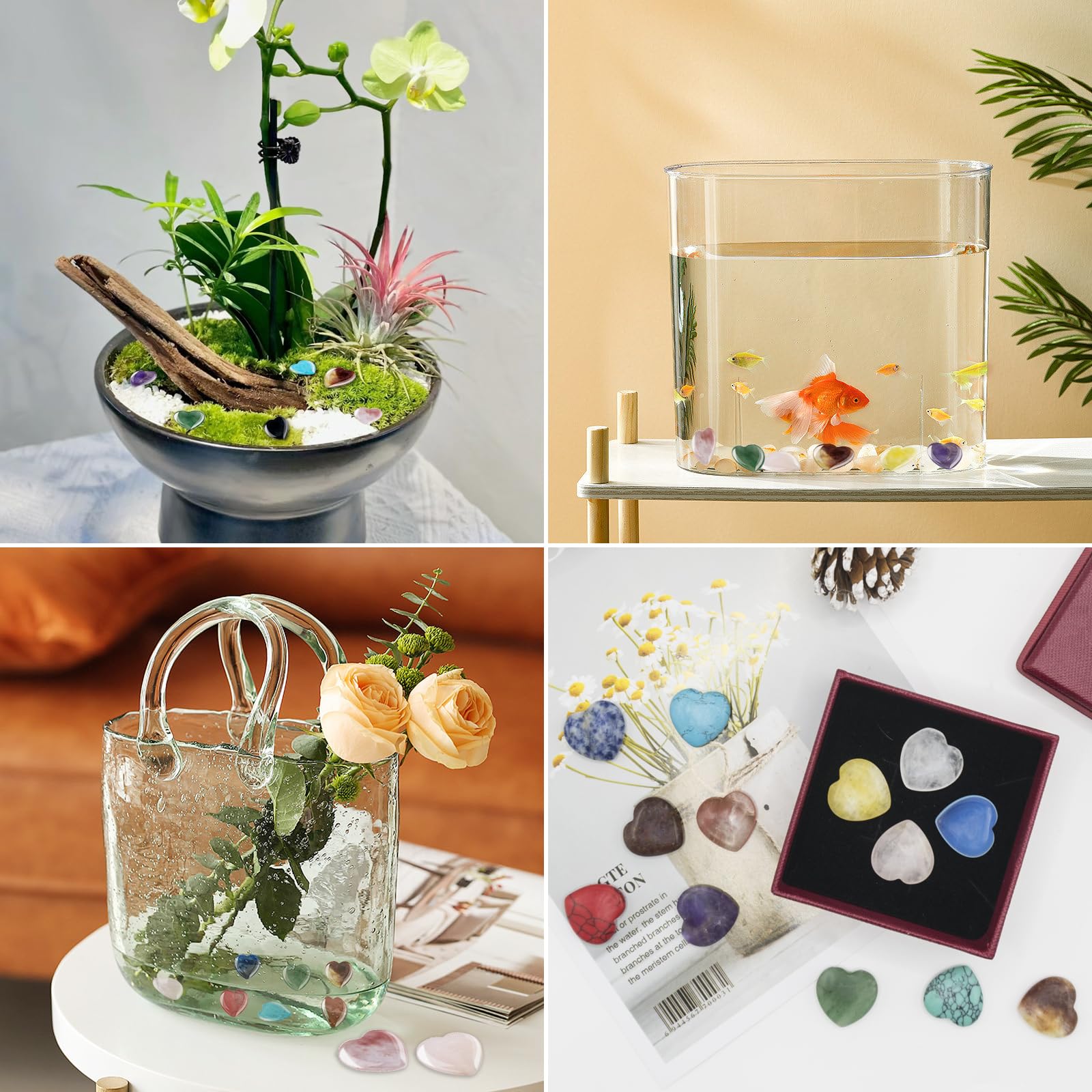 Lot de 20 pierres en cristal de guérison en forme de cœur - Pierres polies - Sac de palmier - Chakra Reiki - Pour méditation, yoga, équilibre, maison, jardin Lot de 20 pierres en cristal de guérison en forme de cœur - Pierres polies - Sac de palmier - Chakra Reiki - Pour méditation, yoga, équilibre, maison, jardin