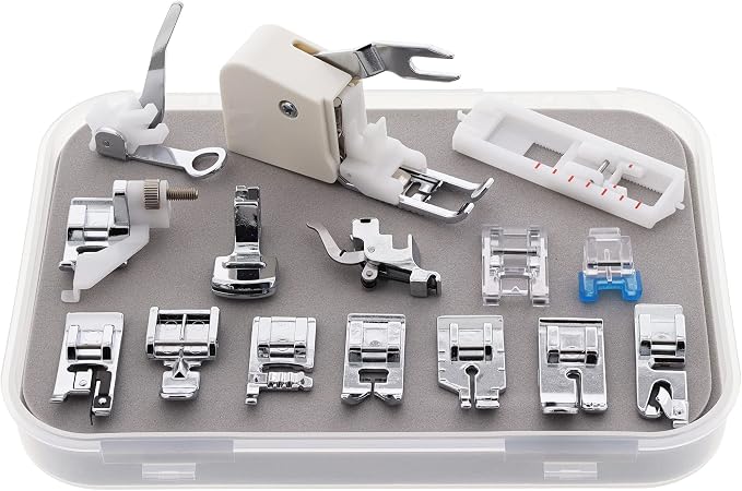 Set de pies prensatelas con pie caminador (15 piezas) para máquinas bordadoras miniatura 4