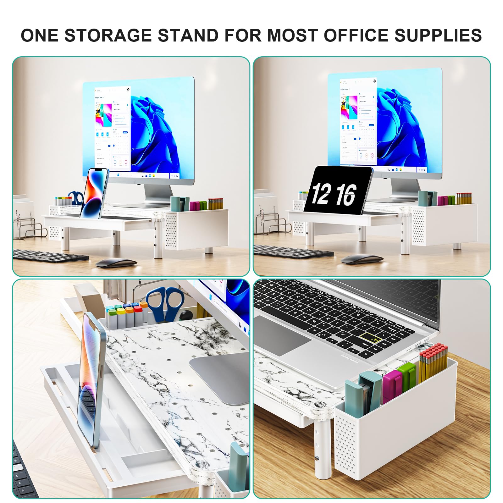 WALI Computer Monitor Stand with Storage and Pen Holder view 4