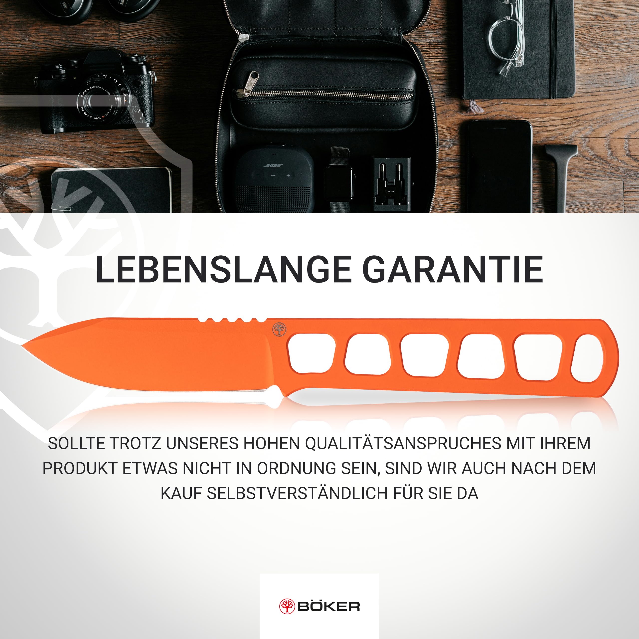 BÖKER GERMANY® BFF Packlite All Orange - ultraleichtes 42a konformes Neck Knife mit MagnaCut Klinge - feststehendes Jagdmesser in Signalorange mit Kydex-Scheide & Kugelkette für Revier & Outdoor
