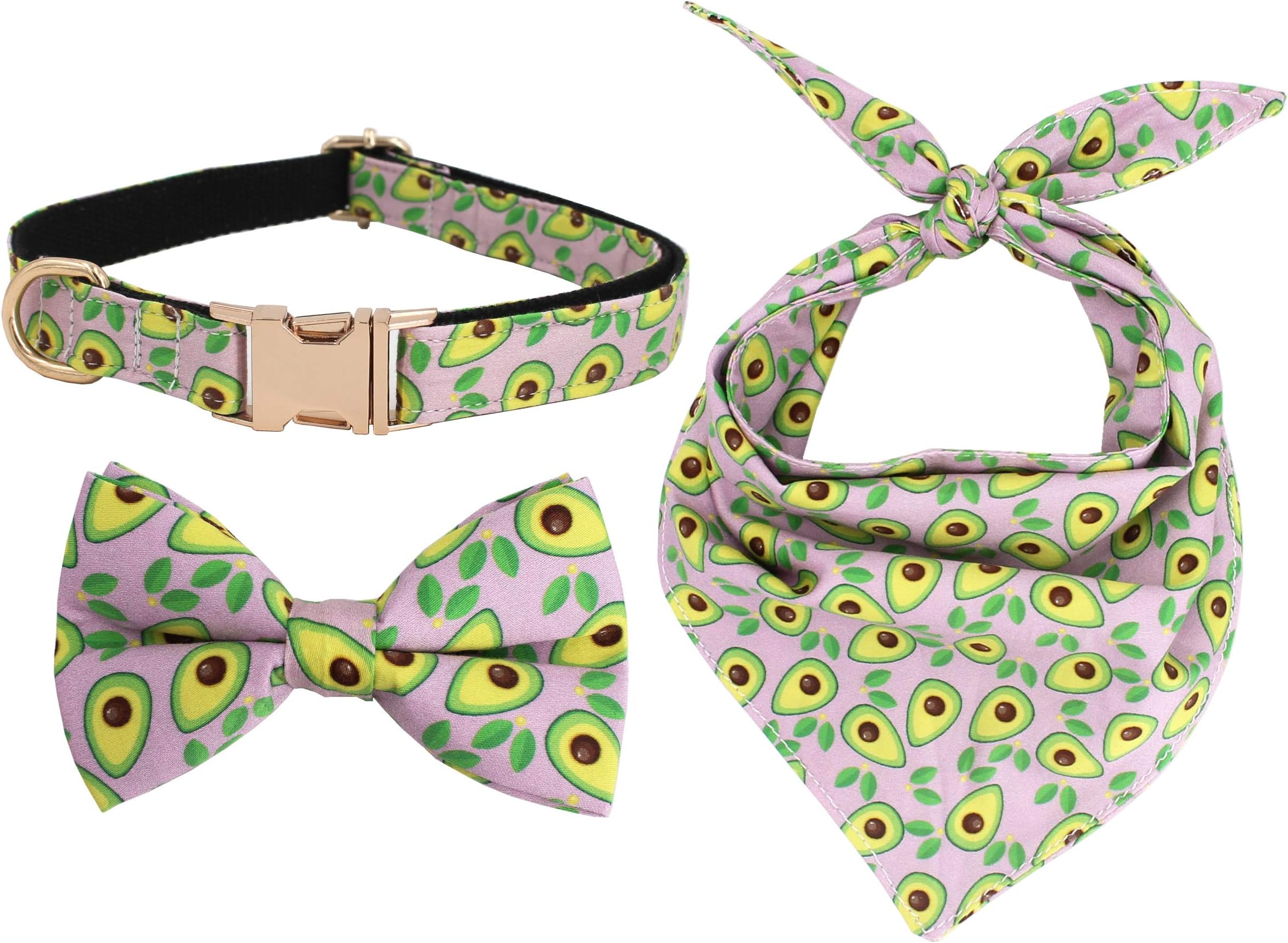 Avocado Dog Bandana Dog Bow Collar, Set for Small Medium Large Dogs(S)