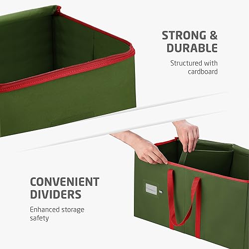 Vista 5 de ZOBER - Caja grande para guardar adornos navideños, con capacidad para 54 adornos y separadores, recipientes de tela no tejida y duraderos