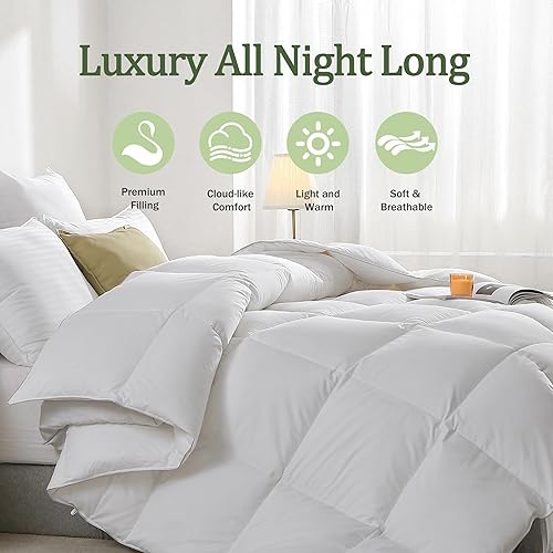 Miniatura 2 de Edredón de fibra de plumas tamaño King, relleno de edredón extra esponjoso para todas las estaciones, edredones de cama de hotel de lujo, con funda