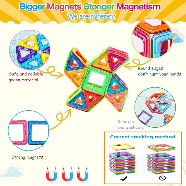 Foto 5 de 8 de morkka Bloques Magnéticos 76 Piezas - Juego Stem 3D para Niños +3