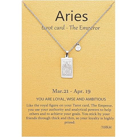 14k Gold Plated Zodiac Sign with Tarot Card Pendant Necklace Birthday Gift for Women