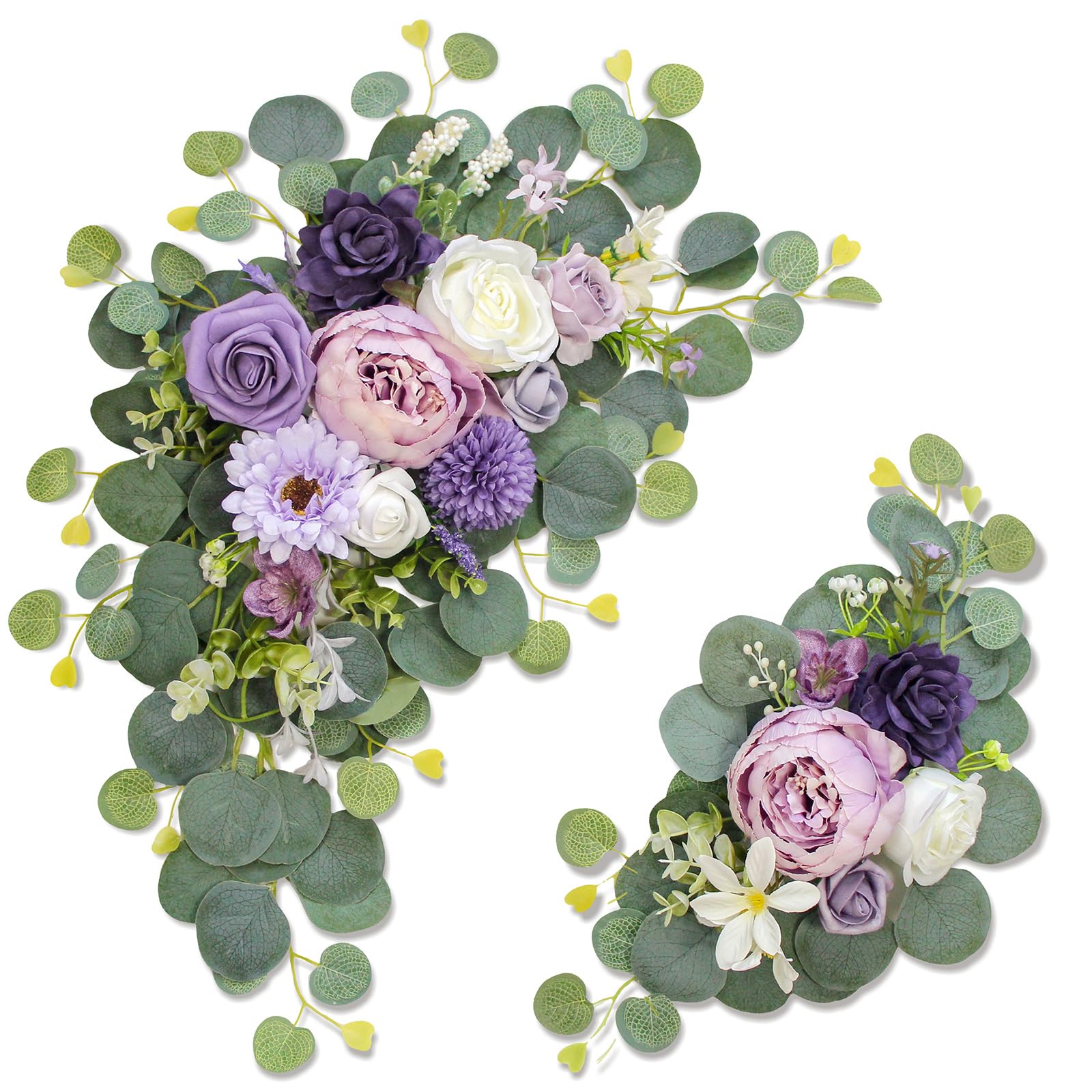 Odouzy Artificial Wedding Arch Flowers for Wedding Sign,Set of 2 for Wedding Welcome Ceremony Sign,Faux Floral Swags,Wedding, Banquet and Reception