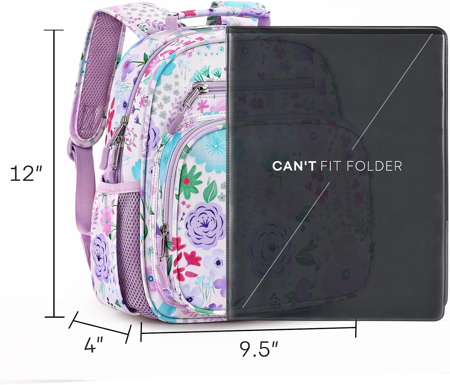 mibasies Toddler Backpack for Girls 2-4: Preschool Kindergarten Backpack - Cute Kids Backpacks for Girls - Flower Light Purple thumbnail