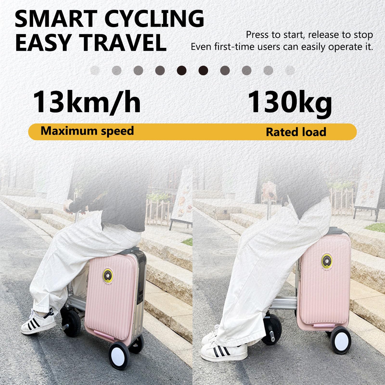 Maleta Patinete Electrico Adulto, Maleta EléCtrica Inteligente 20 litros, Maleta Viaje Inteligente con BateríA Power Bank, Velocidad MáXima 13 Km/H PinkB-1B