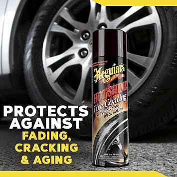 Meguiar's Hot Shine High Gloss Tire Coating, 6 Pack (6 x 15 oz 90 oz Total) Aerosol Tire Shine Spray for Deep Black Wet Look Tires on Cars Trucks and SUVs After Car Wash Detailing