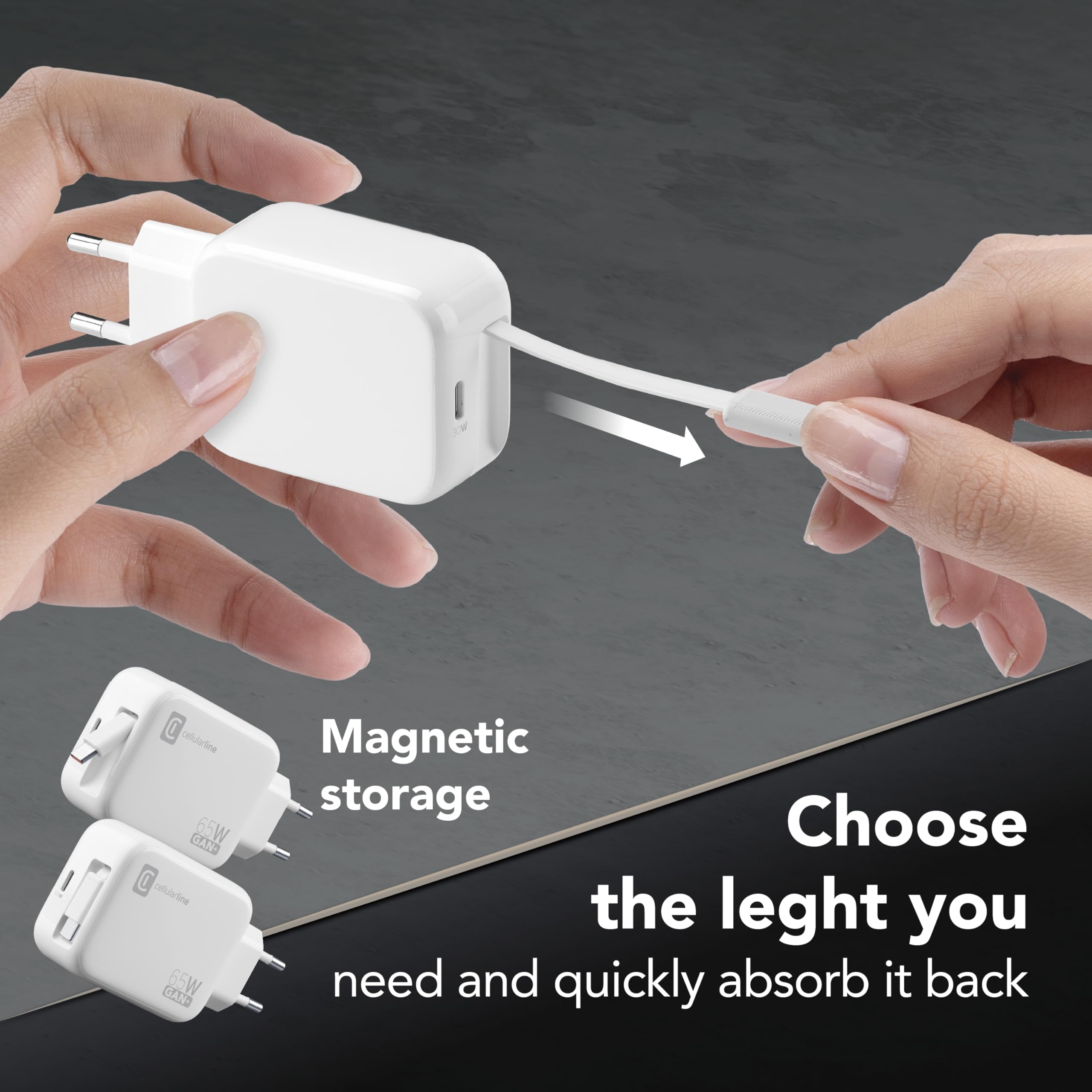 Caricatore Rapido THOMSON GoCharge 22.5W Con Cavo Retrattile | USB-C E USB-A, 6 Lunghezze, Power Delivery E QC 3.0 - 2