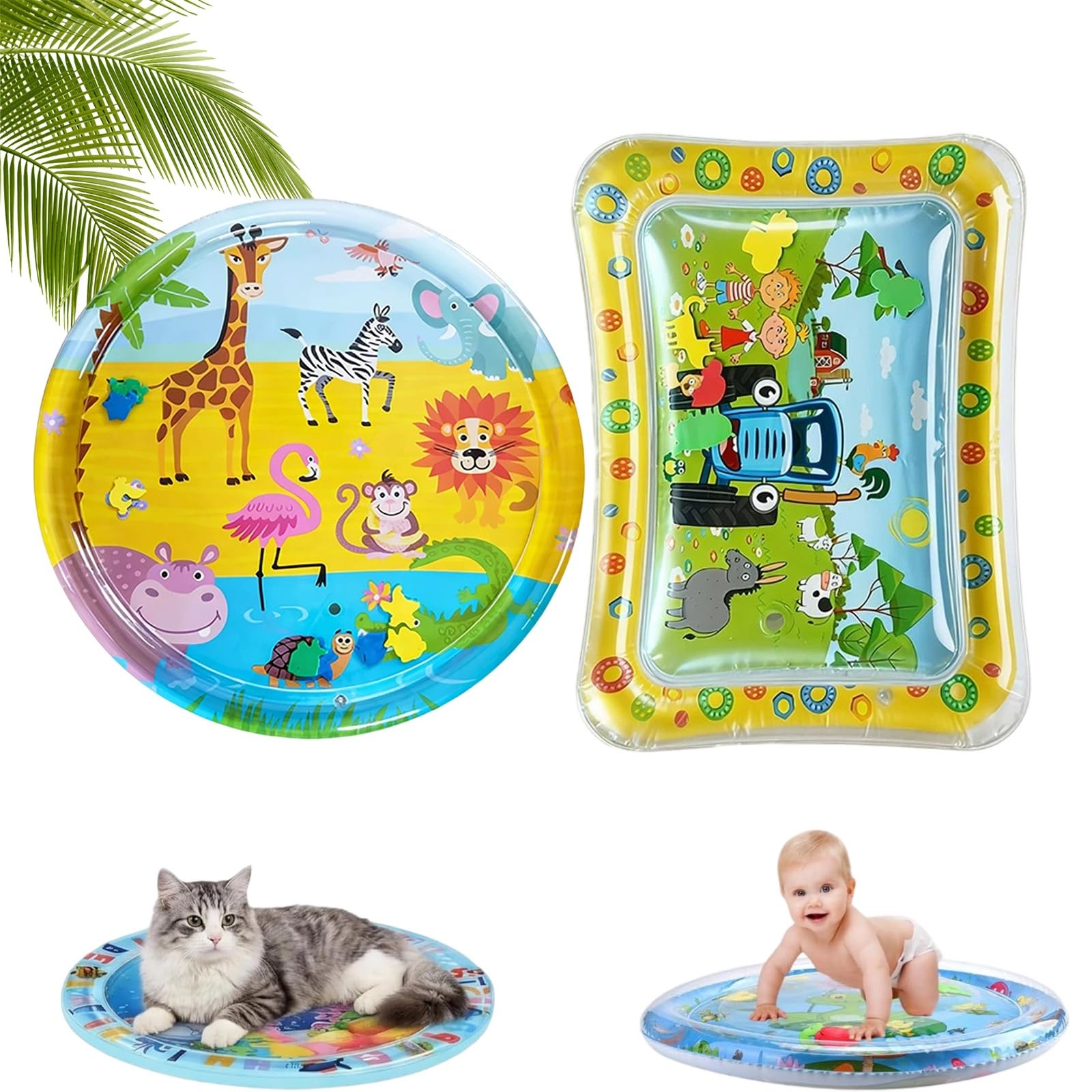 fisiorest Magical Pet Cooling and Play Mat, Cool Comfort Inflatable Water Mat,Chase, Splash, and Play All Day,Baby Toys for 3 to 24 Months,Cats and Dogs(2PCSB)