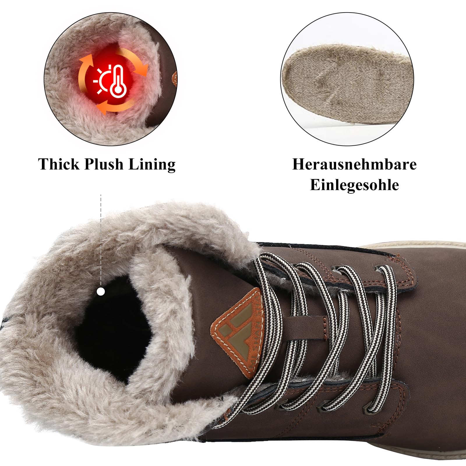 Warme Winterboots Outdoor Gefüttert Schneestiefel 36-48 EU | Herren Winterschuhe, Damen Winterstiefel, Trekkingschuh, Wanderschuh, Bequem, Laufen, Spaziergang, Schnee, Rutschfest