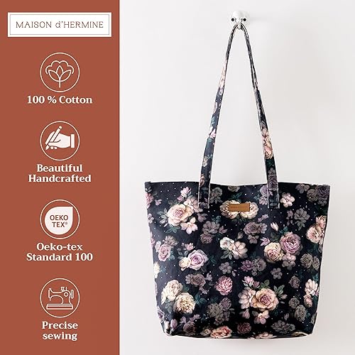 Miniatura 2 de Maison d' Hermine Canvas Tote Bag for Women Cotton Canvas Reusable Shoulder Grocery Bags Bulk with Handle for Shopping Travel