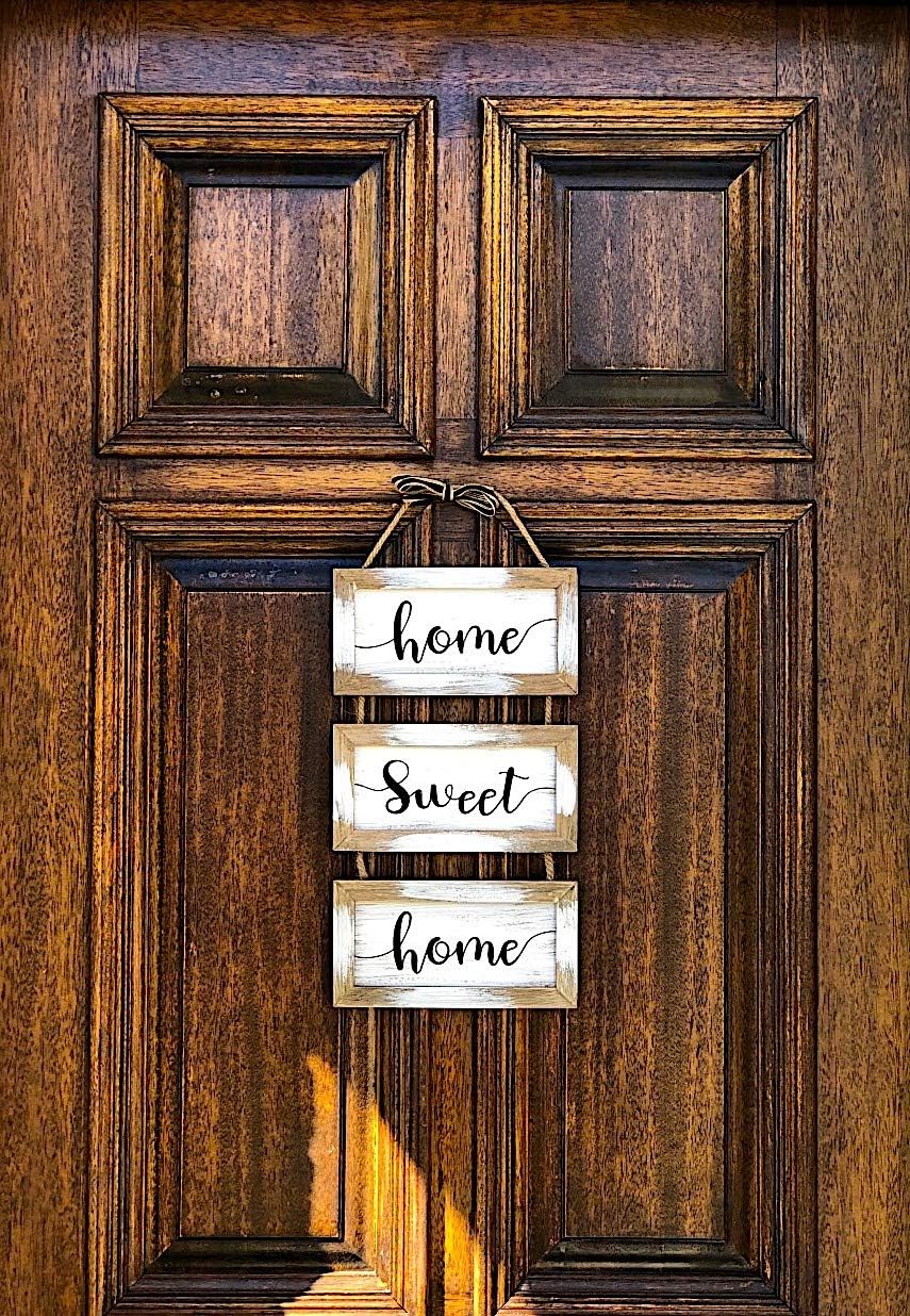 Home Family Wood Wall Art Hanging Sign Rustic Farmhouse Decor Inspirational Quote Plaque Jute Rope Indoor Outdoor Porch Entryway Decor 20" x 9" (Home Sweet Home) image 4