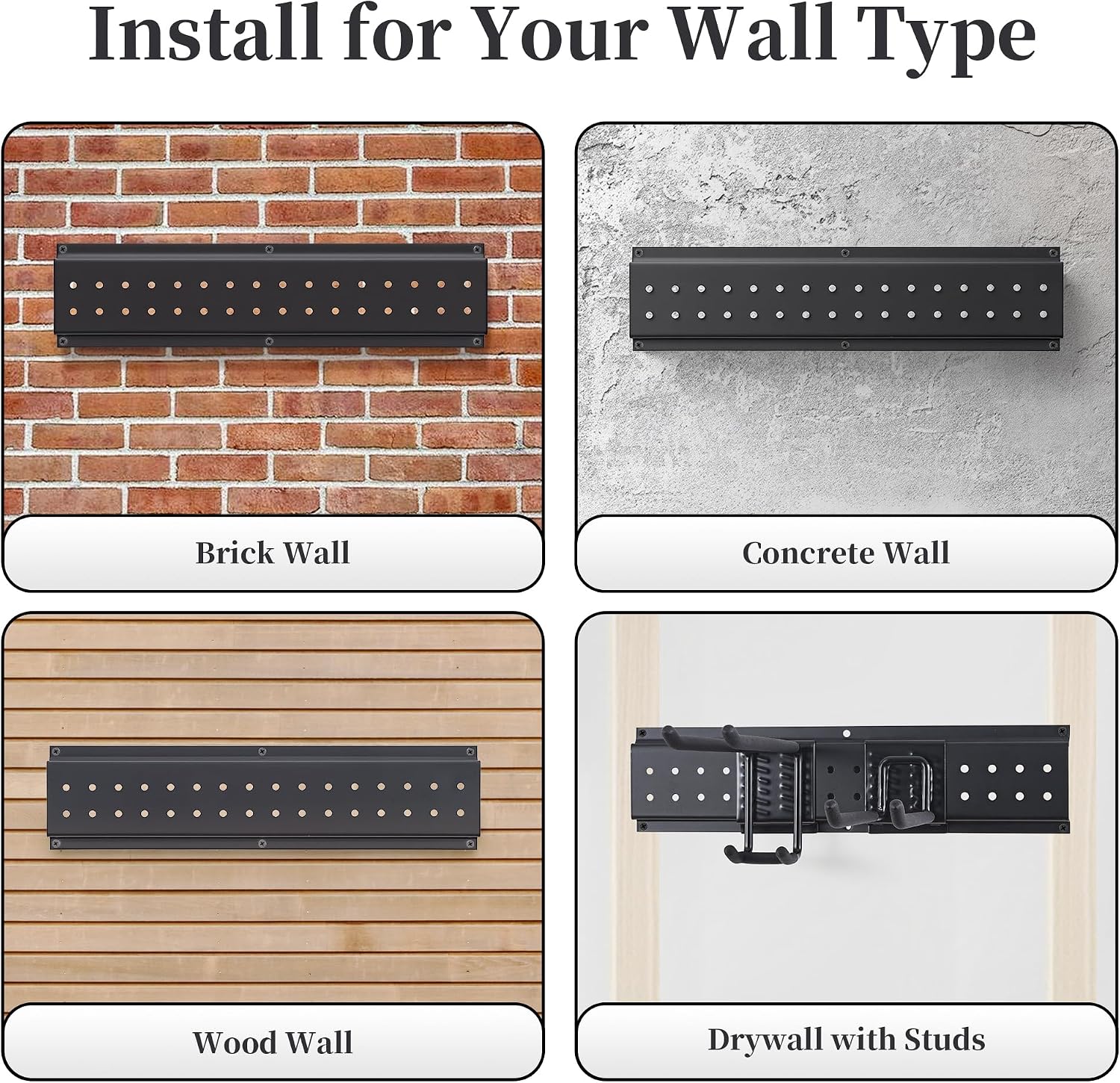Garage Wall Organizer, 49.5-Inch Tool Rack, 510 lb Capacity