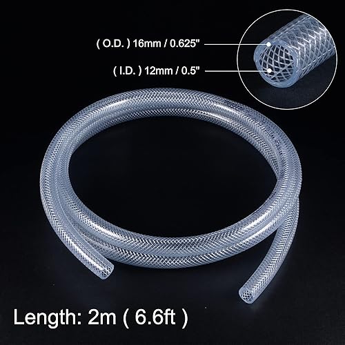Miniatura 2 de MECCANIXITY Tubería de PVC reforzada trenzada 12" ID 6.6ft transparente de alta presión para manguera de agua