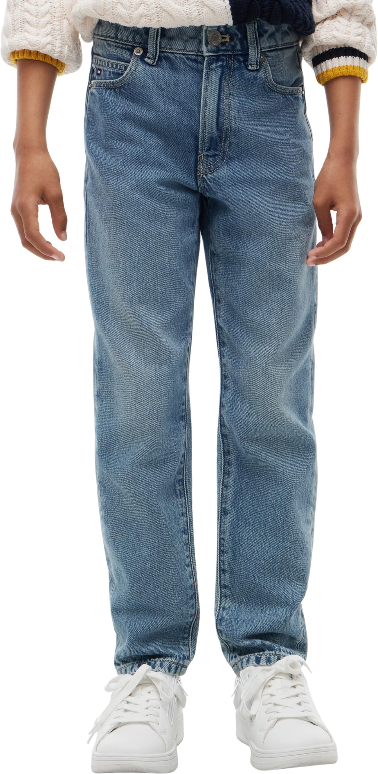 Tommy Hilfiger Jungen Jeans Hose Blue Denim Straight Fit, Blau (Mediumused), 74