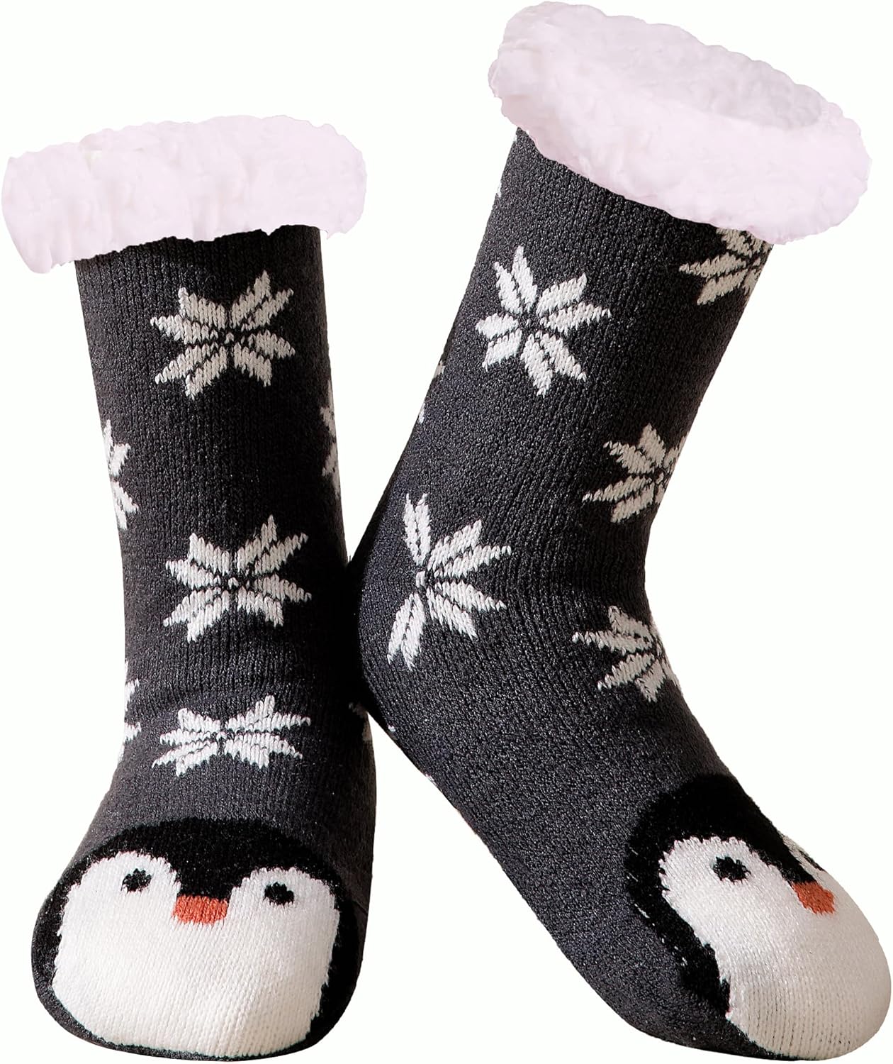 Girls Slipper Socks Non Slip Grips, Cute Animal Kids Warm Thick Thermal Fluffy Plush Winter Kids Home Sleep Socks