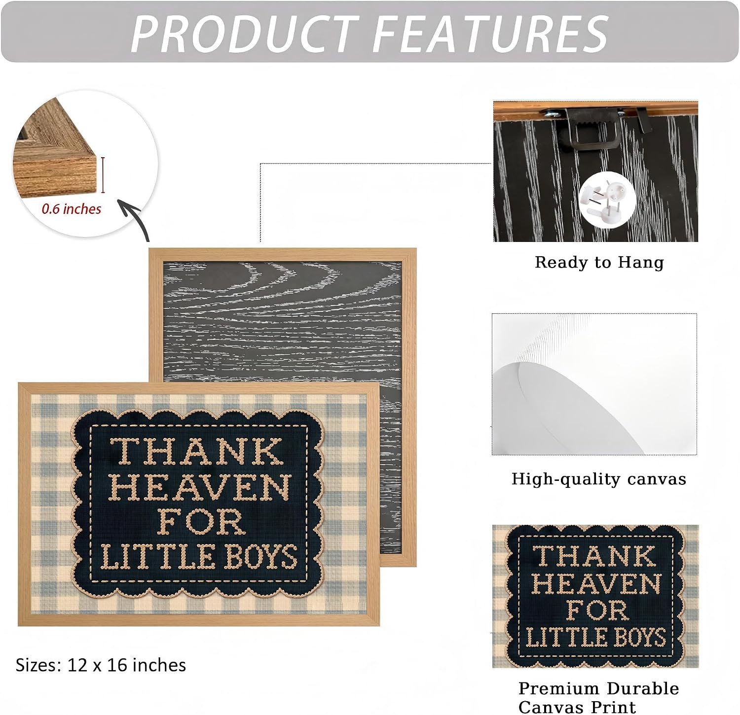 Thank Heaven for Little Boys Framed Wall Art 12x16 in image 4