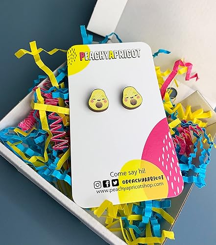 Vista 2 de PeachyApricot Cute Kawaii Avocado Stud Earrings Jewelry