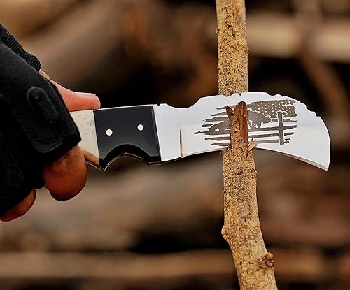 Miniatura 56 de Cuchillo de acero hecho a mano con funda de cuero, cuchillo utilitario resistente, cuchillo de electricista para desollar alambre para profesional
