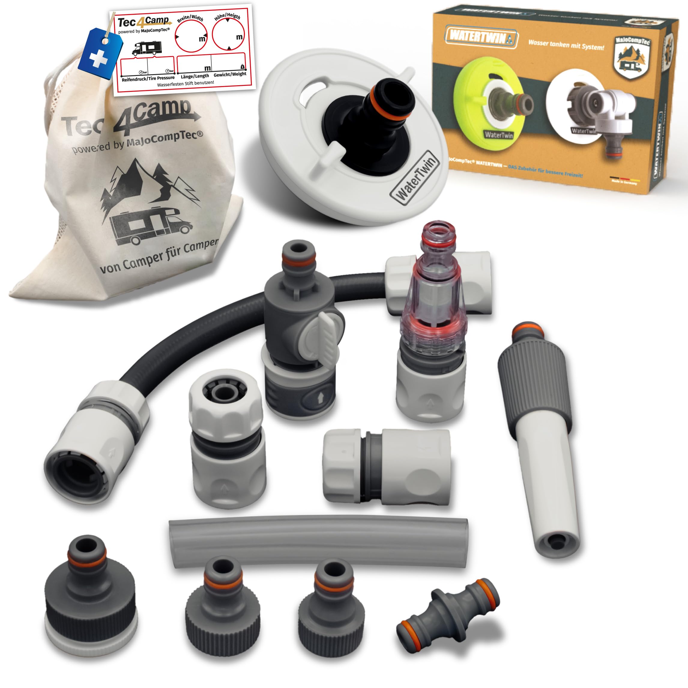 Adattatore Serbatoio Acqua Per Camper MaJoCompTec - Con Doppio Raccordo Gardena - Foto 3