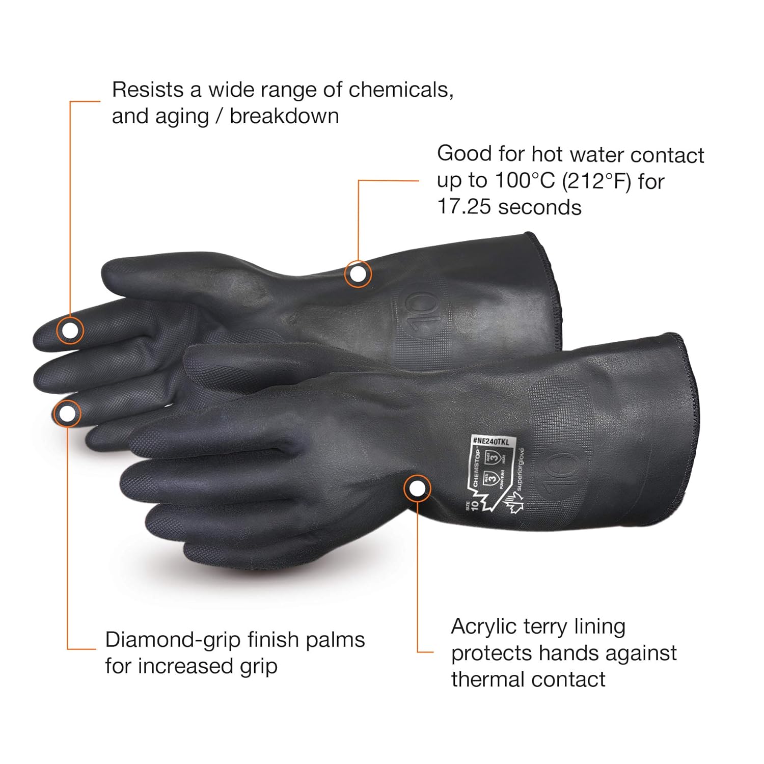 Superior BBQ Gloves - High Heat Resistant Barbecue Gloves for Grills & Smokers (Insulated Lining Protects Hands from Steam - Diamond Grip Finish for Easy Food Handling) Size Large