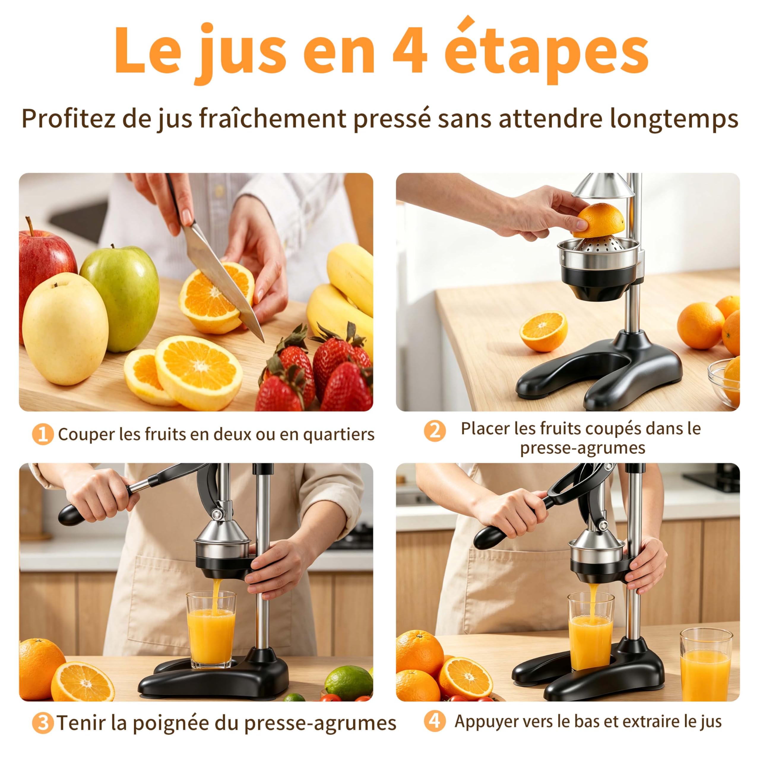 Presse Agrumes,Presse à Citron Professionnelle Avec Levier Facile,Presse Fruit Manuel pour Orange, Grenade, Citron Vert Et Pastèque (noir)