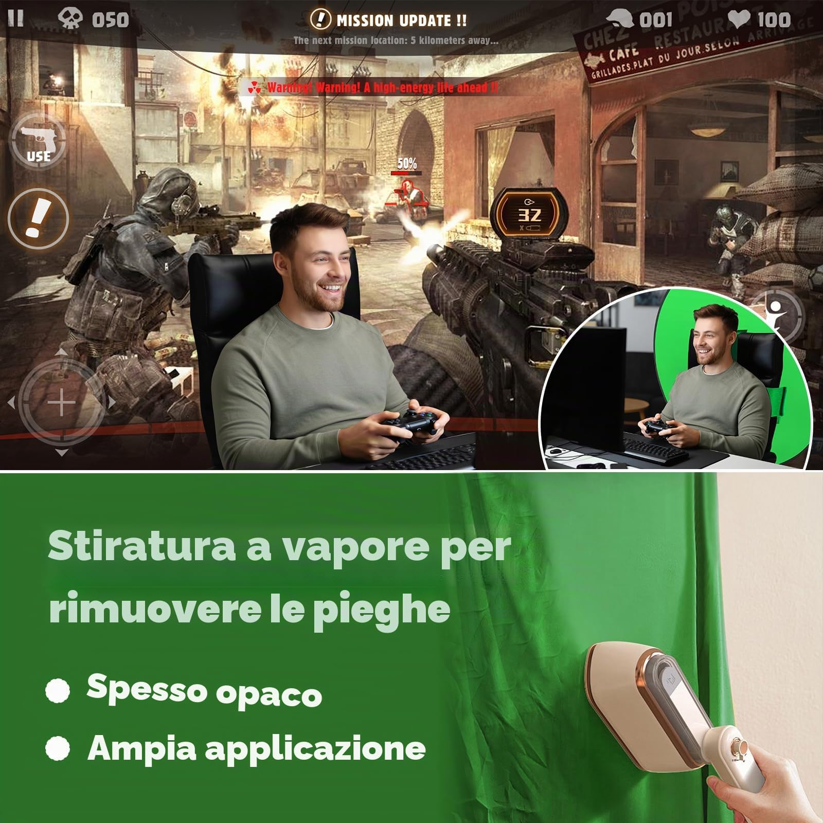 Portatile Green Screen sedie - Sfondo Pieghevole da 57" con Supporto